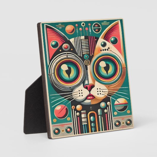 Mitteljahrs-Retro-Futuristikkatze Fotoplatte (Vorderseite)