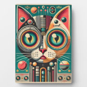 Mitteljahrs-Retro-Futuristikkatze Fotoplatte (Vorderseite)