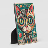 Mitteljahrs-Retro-Futuristikkatze Fotoplatte (Seite)