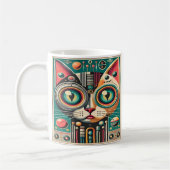Mitteljahrs-Retro-Futuristikkatze Kaffeetasse (Links)