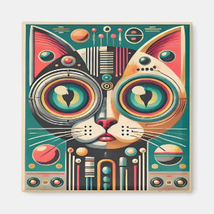 Mitteljahrs-Retro-Futuristikkatze Magnet