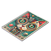 Mitteljahrs-Retro-Futuristikkatze Notizblock (Linke Seite)