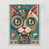 Mitteljahrs-Retro-Futuristikkatze Postkarte (Vorderseite)