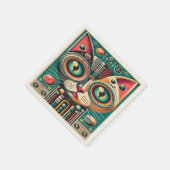 Mitteljahrs-Retro-Futuristikkatze Serviette (Ecke)