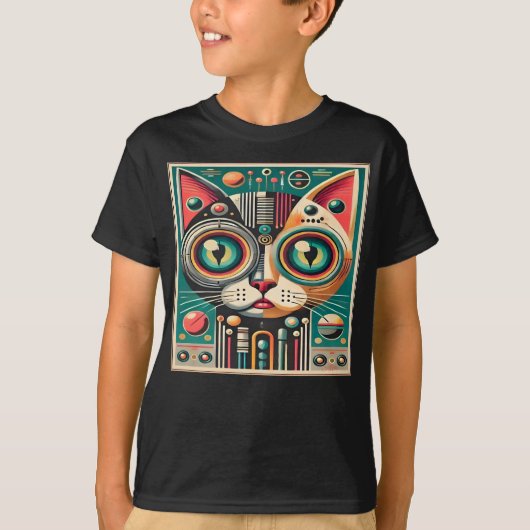 Mitteljahrs-Retro-Futuristikkatze T-Shirt (Vorderseite)
