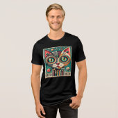 Mitteljahrs-Retro-Futuristikkatze Tri-Blend Shirt (Vorderseite voll)