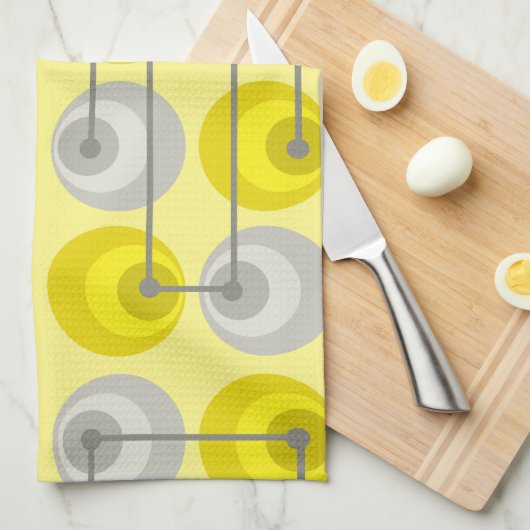 Mitteljahrszirkel Gelbgrau Geschirrtuch (Viertel Falte)