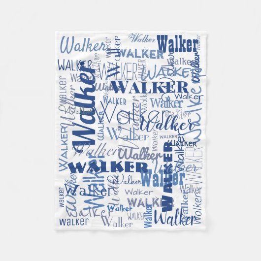 Mittellange Bezeichnungen Muster Blau & Weiß Baby Fleecedecke (Vorderseite)