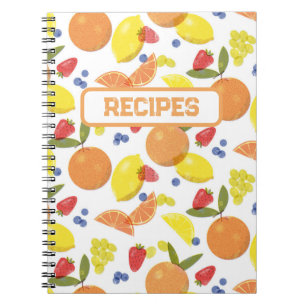 Mittelmäßig grungy Risograph-Frucht-Rezept Notizblock
