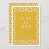 Mittelmäßige geometrische Hochzeit von Mod, gelb u Einladung (Vorne/Hinten)