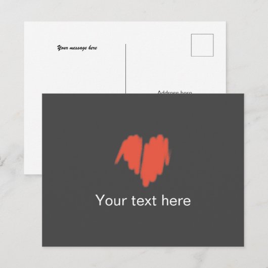 Mittelmäßiges rotes Graffiti-Sprayed-Herzbild Postkarte (Vorne/Hinten)