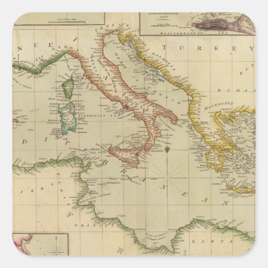 Mittelmeer 6 quadratischer aufkleber (Vorderseite)