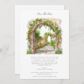 Mittelmeer-Aquarellkarte Save the Date Ankündigung (Vorne/Hinten)