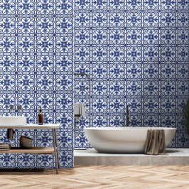 Mittelmeer-Azulejo-Muster Blaue Fliese Tapete