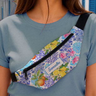 Mittelmeer-Azulejo-Zitrus-Blumenfliesen Bauchtasche