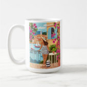 Mittelmeer-Balkon-Illustration Kaffee Kaffeetasse (Links)