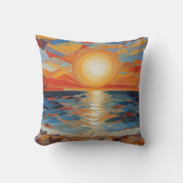 Mittelmeer Beach Sunrise Modern Art Kissen (Vorderseite)