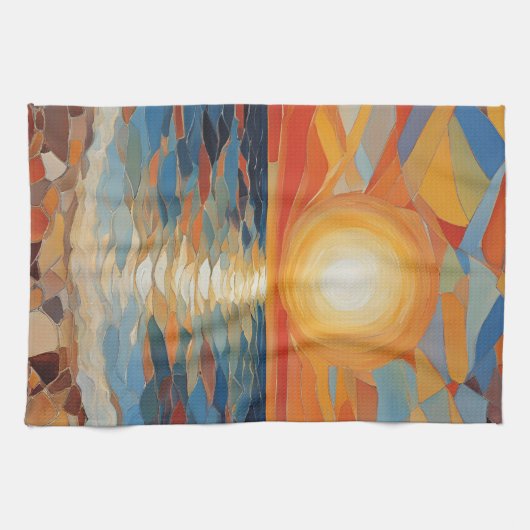 Mittelmeer Beach Sunrise Sunset Modern Art Geschirrtuch (Horizontal)