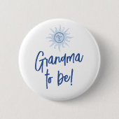Mittelmeer-Blau Baby Shower Oma wird es Button (Vorderseite)