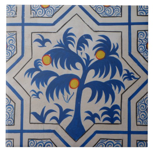 Mittelmeer Blaue Palme Fliese (Vorderseite)