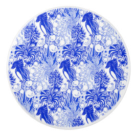 Mittelmeer Blaue Vögel und Granatäpfel  Keramikknauf