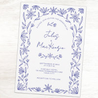 Mittelmeer Blaue Wildblume QR-Code Hochzeit