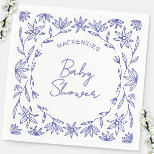 Mittelmeer Blaue Wildblumen Baby Shower Serviette