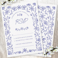 Mittelmeer Blaue Wildblumen Hochzeit RSVP Karte