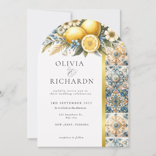 Mittelmeer Blume Italienisch Positano Lemon Einladung (Vorderseite)