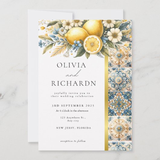 Mittelmeer Blume Italienisch Positano Lemon Einladung (Vorderseite)