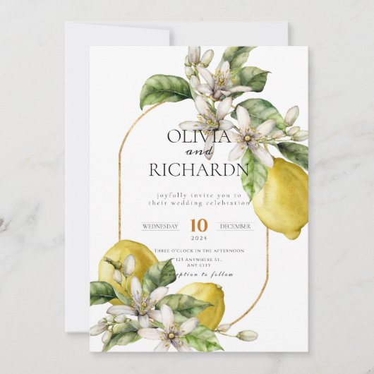 Mittelmeer Blume Italienisch Positano Lemon Einladung (Vorderseite)