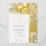 Mittelmeer Blume Italienisch Positano Lemon Folieneinladung<br><div class="desc">Eine schöne Farbkombination aus orangefarbenen und gelben Pastellfarben für phantastische Designs und frische Farbtöne mit Aquarellfarben und Blume</div>