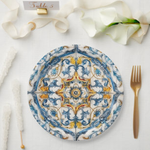 Mittelmeer Blume Italienisch Positano Lemon Pappteller