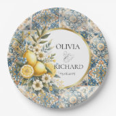 Mittelmeer Blume Italienisch Positano Lemon Pappteller (Vorderseite)