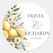 Mittelmeer Blume Italienisch Positano Lemon Runder Aufkleber (Vorderseite)