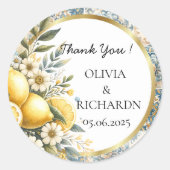 Mittelmeer Blume Italienisch Positano Lemon Runder Aufkleber (Vorderseite)