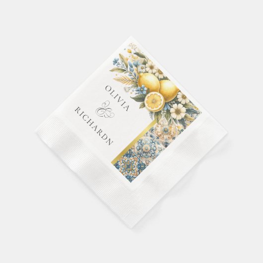 Mittelmeer Blume Italienisch Positano Lemon Serviette (Ecke)