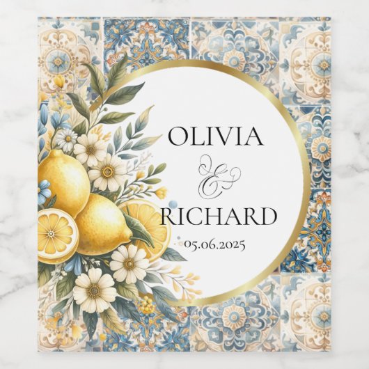 Mittelmeer Blume Italienisch Positano Lemon Weinetikett (Einzelnes Label)