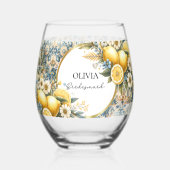 Mittelmeer Blume Italienisch Positano Lemon Weinglas Ohne Stiel (Vorderseite)