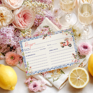 Mittelmeer-Blumen-Roller-Brautparty-Rezept Begleitkarte