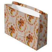 Mittelmeer-Blumenkranzmuster warm orange f Große Geschenktüte (Rückseite Schrägansicht)