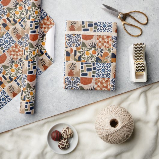 Mittelmeer Boho-Fliesenmuster Geschenkpapier (Kunsthandwerk)
