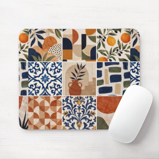 Mittelmeer Boho-Fliesenmuster Mousepad (Mit Mouse)