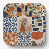 Mittelmeer Boho-Fliesenmuster Pappteller (Vorderseite)