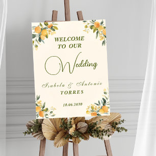 Mittelmeer Botanik Zitrone Olive Hochzeitsschild Poster
