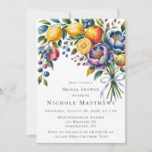 Mittelmeer Citrus Bouquet Brautparty Einladung (Vorderseite)