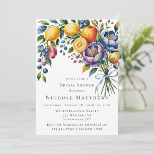 Mittelmeer Citrus Bouquet Brautparty Einladung