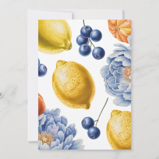 Mittelmeer Citrus Bouquet Polterabend Einladung (Rückseite)