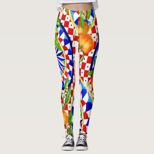 Mittelmeer Citrus & Dolce Tile Leggings (Vorderseite)