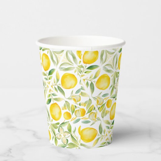 Mittelmeer Citrus Lemon Tiles Pappbecher (Rechts)